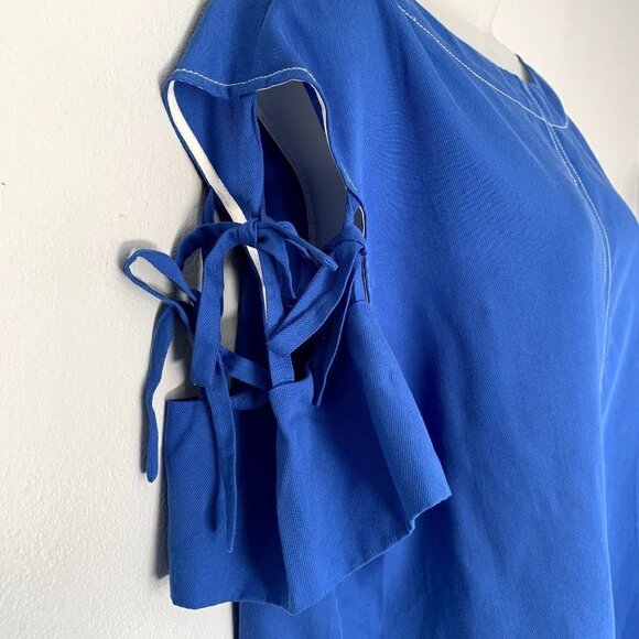 NEW Tracy Reese Split Sleeves Top Blue Nautical Blouse Sz S - Picture 3 of 13